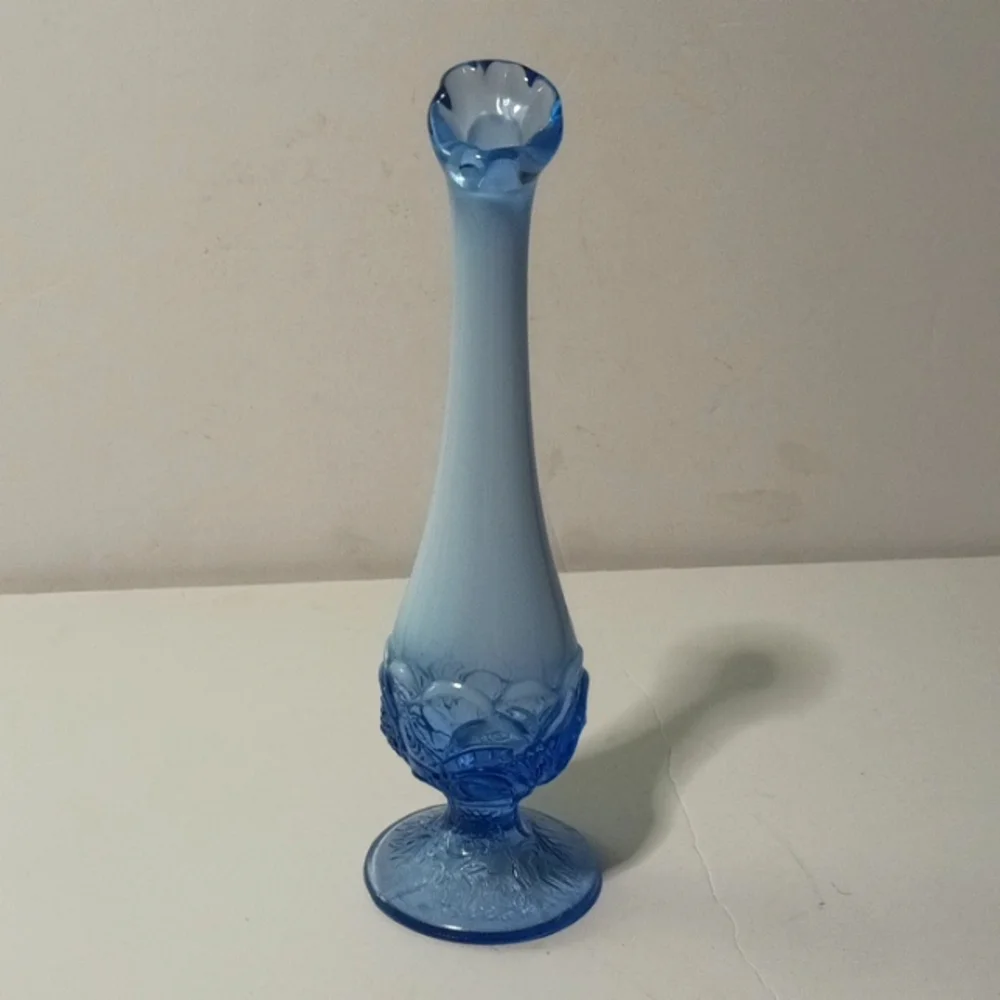 Fenton Blue Art Glass Vase - Picture 8 of 8